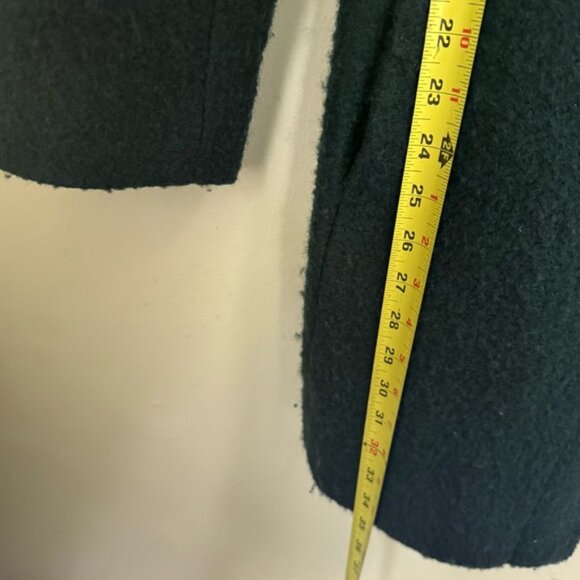 Club Monaco Wool Boucle Zipper Pea Coat Pockets Jacket Green Gold Minimalist M - Picture 16 of 16